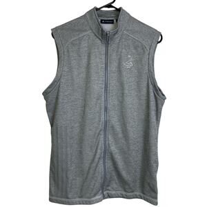 Adidas Pinehurst Vest Mens Medium Gray Golf Jacket Full Zip Embroidered Striped